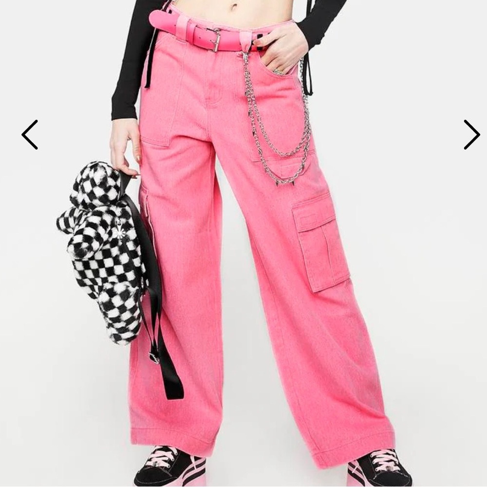 Denim Pink Cargo Pants